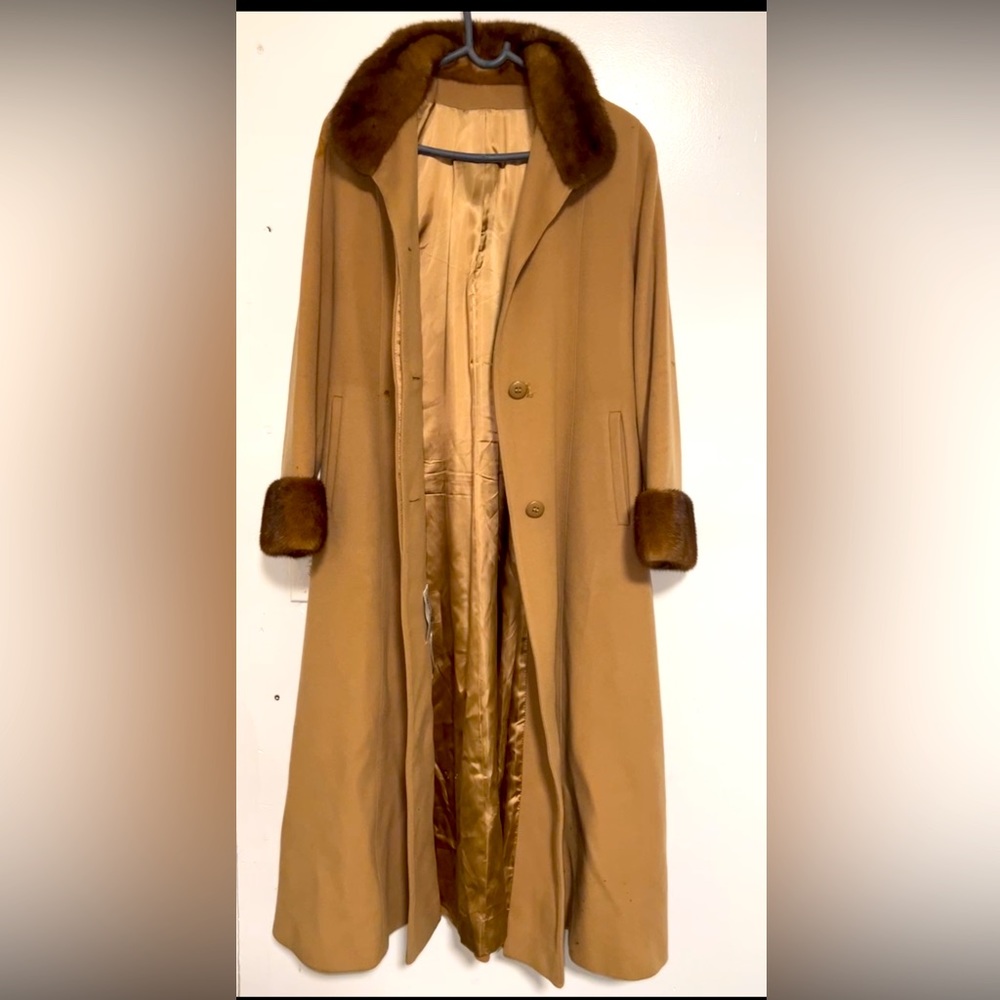 fleurette coat tan 60% cashmere 40% merino wool size 8